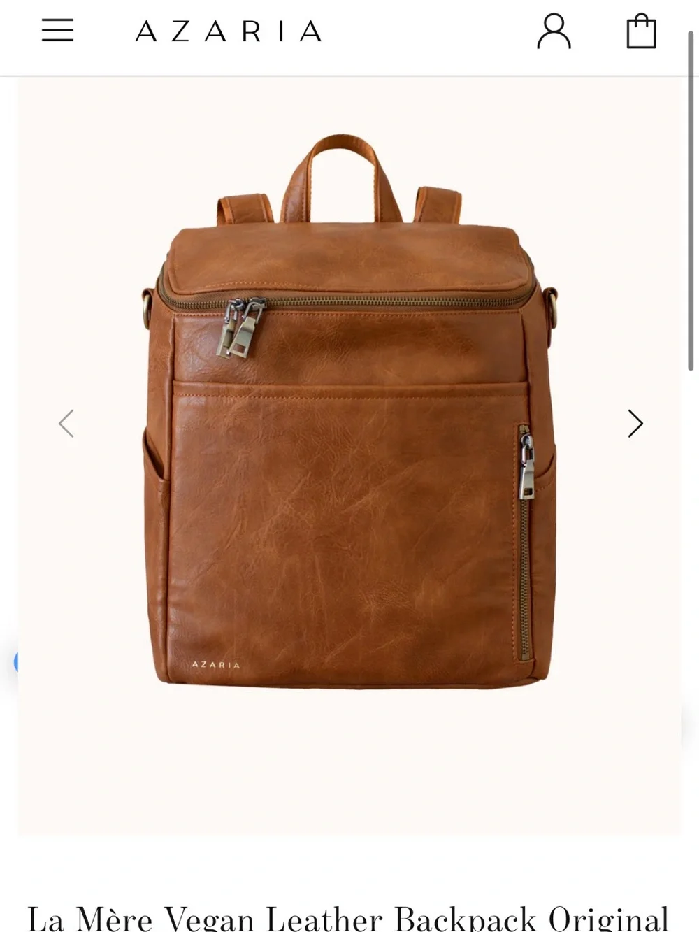 Azaria La Mère Tan Vegan Leather Backpack - Picture 1 of 9